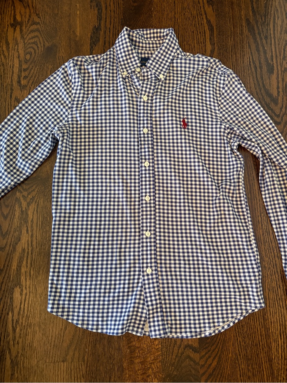 Ralph Lauren Blue Gingham Button-Down Shirt 100% Pima Cotton men’s small